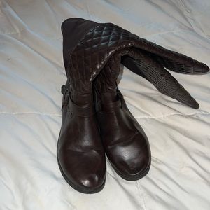 Brown knee high riding boots